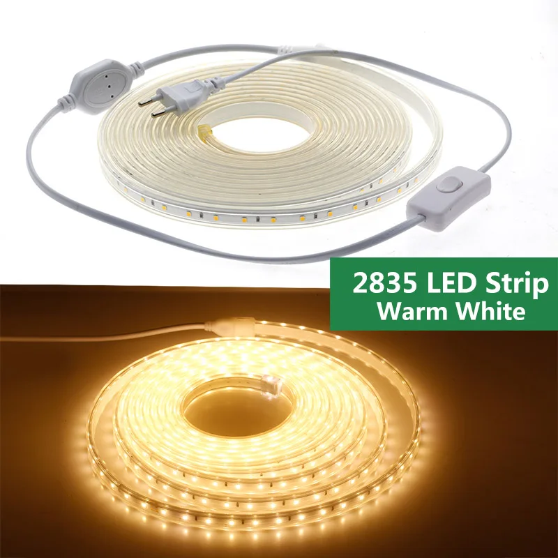 AC220V RGB СВЕТОДИОДНАЯ лента SMD 5050 2835 60 светодиодный s/M 5630 120 светодиодный s/M водонепроницаемый RGB гибкий светодиодный светильник лента для наружного внутреннего украшения - Испускаемый цвет: 2835 Warm White