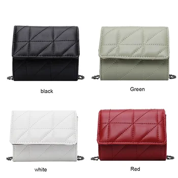 

Women Solid Color Crossbody Bag Leather Chain Small Shoulder Flap Handbag