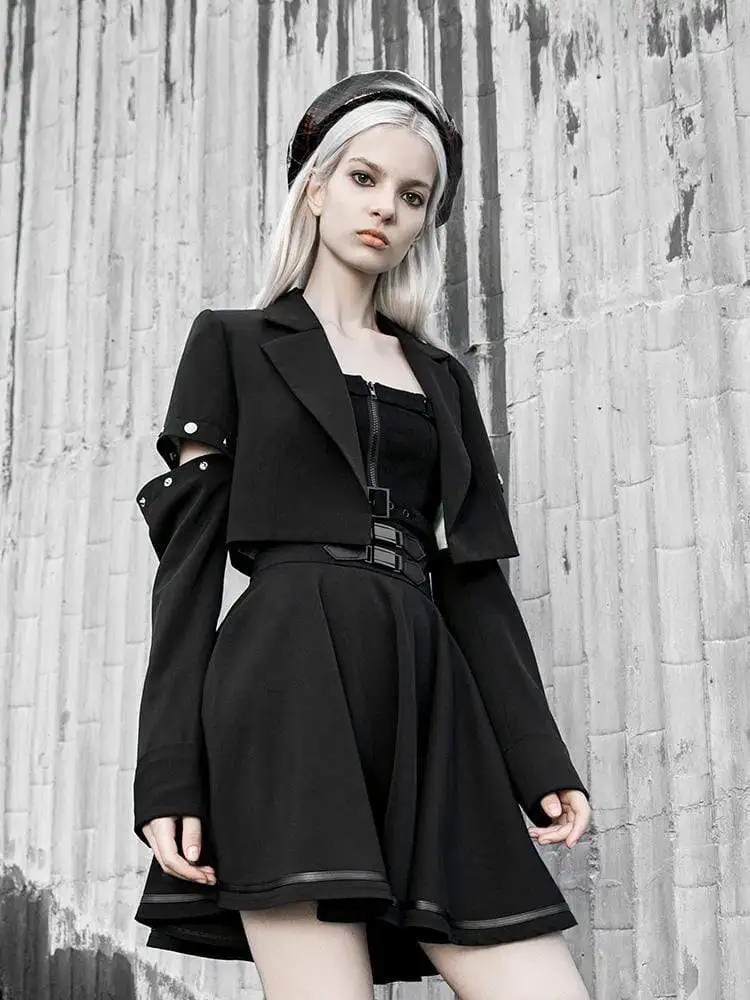 Женский короткий костюм куртки со съемными рукавами | Женская одежда