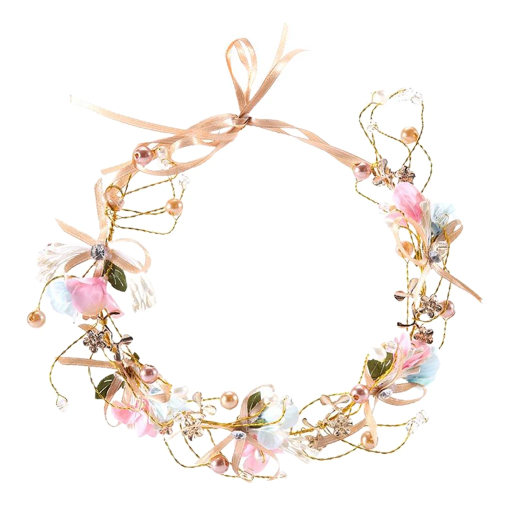 Hawaii Beach Hair Wreath Garland Wedding Party Headband Crown Headwrap for Daily & Formal Headwear