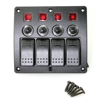 

Room Wheel Boat Yacht DC12-24V4P Plastic Panel +3P Red Horizontal Bar Switch + PCB Board + Overload Protector Switches