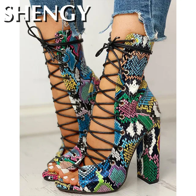Sandalias de tacón alto de piel sintética con plataforma para mujer, zapatos de fiesta y boda, para club nocturno, Primavera, 2020