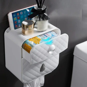 

Toilet Paper Holder Tissue Box Wall-mounted Home Bathroom Sundries Storage Box Waterproof And Moisture Proof