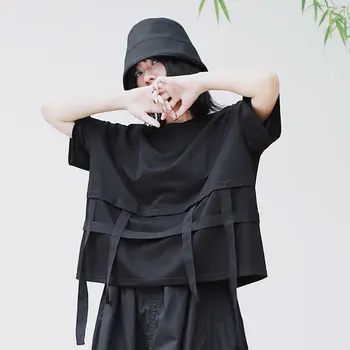 

Loose Tide Fashion Patchwork Ribbon T Shirt Women Clothes 2020 Summer New Fashion Loose Pullover Short Sleeve Tee Top XJ4329