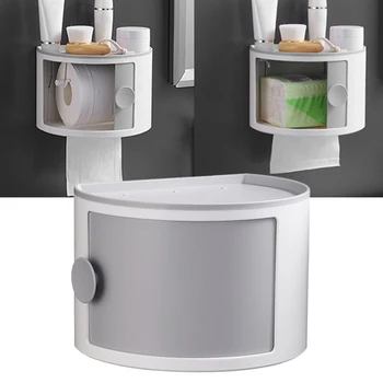 

Bathroom Accessory Heavy Duty Waterproof Full Protection Wall Mounted Storage Box Corner No Drilling Mobile Phone Tissue Holder