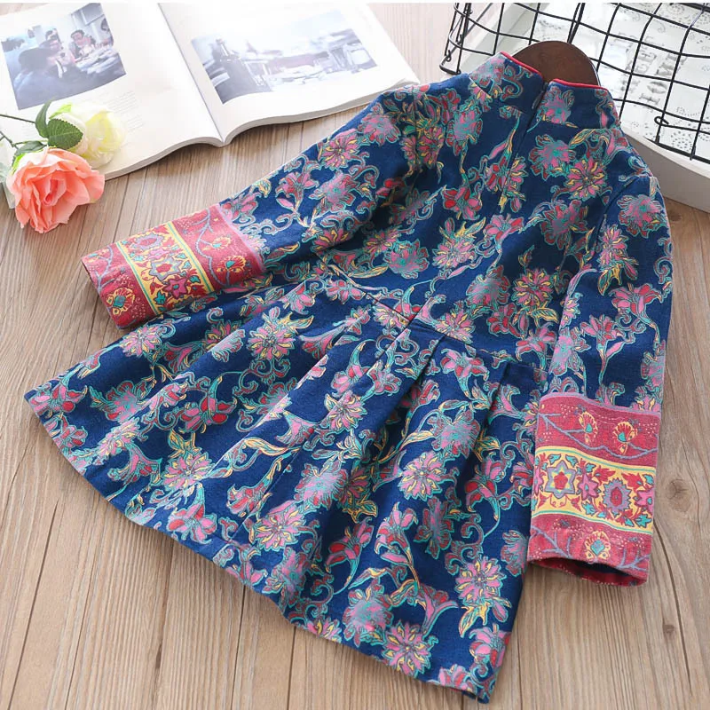 

323529 Special Offer Girls Button Color Printing CHILDREN'S Dress Childrenswear