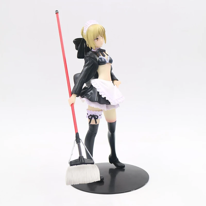 22 см японского аниме Fate Grand Order Saber со шваброй Maid Saber ПВХ фигурка Аниме Фигурки Коллекция Модель игрушки для взрослых кукла