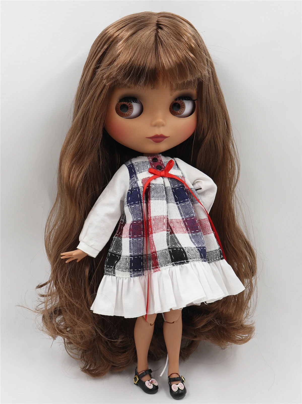 Neo Blythe Doll with Brown Hair, Dark Skin, Matte Face & Factory Jointed Body 1