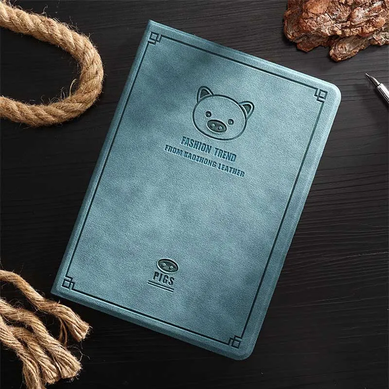Синий Чехол для ipad 7th Gen 10," в стиле ретро с рисунком поросенка из искусственной кожи, чехол для ipad 10,2 дюймов, умный флип-чехол для планшета - Цвет: Синий