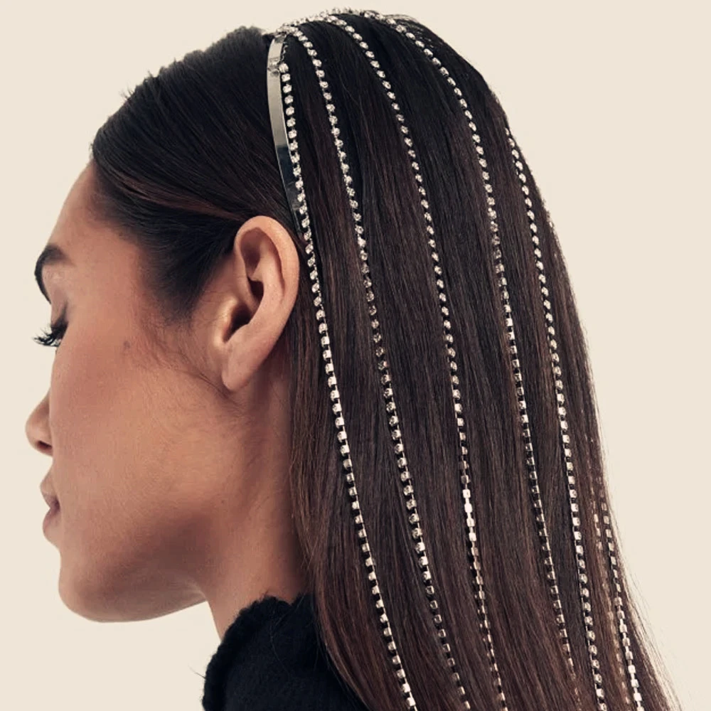 Stonefans cadena para el pelo con diamantes de imitación para mujer, accesorios para el cabello, diadema de cristal, cadena para la joyería|Joyería para el cabello| - AliExpress