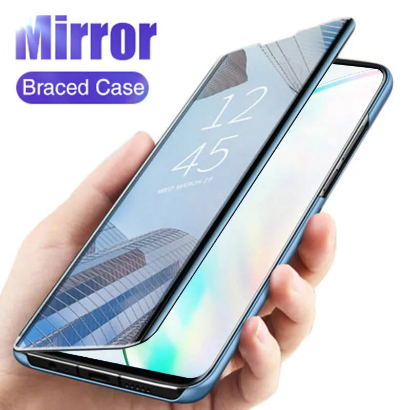 

Mirror Flip Phone Case For Samsung Galaxy Note 10 pro S8 S9 S10 E lite Stand Coque Cover For Samsung S7 S8 S9 Note 10 Plus Cases