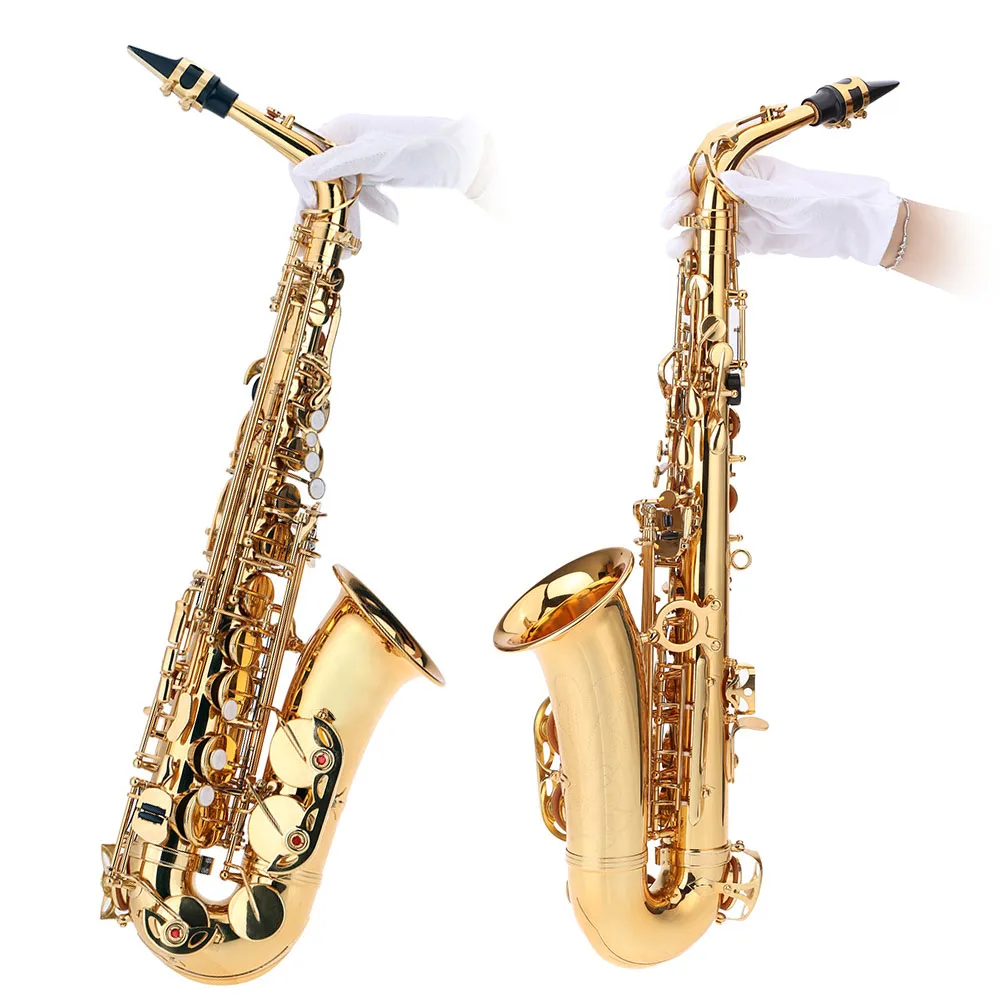 Ammoon Eb Alto саксофон латунный лакированный Золотой E плоский Sax 82Z тип ключа духовой инструмент с чистящей щеткой тканевые перчатки