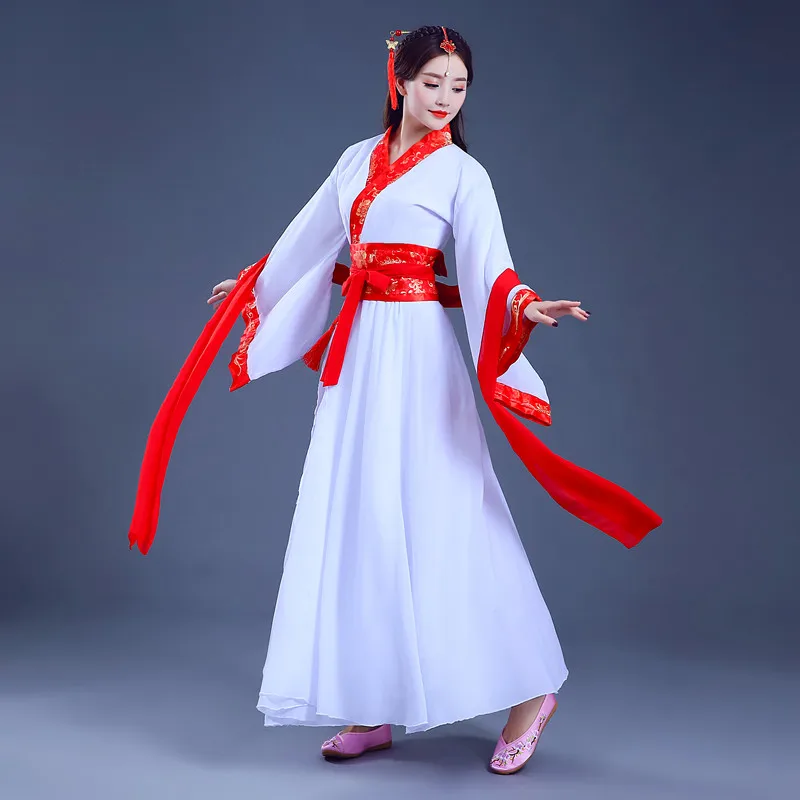 Женское китайское традиционное платье, древний народный Hanfu Восточный ретро костюм принцессы Тан, сказочные вечерние танцевальные костюмы для выступлений - Цвет: Red