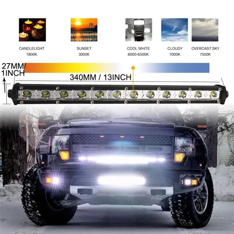 

1pc Led light bar 30W 60W 90W Led bar 5W chip LEDs For led bar offroad SUV ATV Tractor Boat Trucks Excavator 12V 24V work light