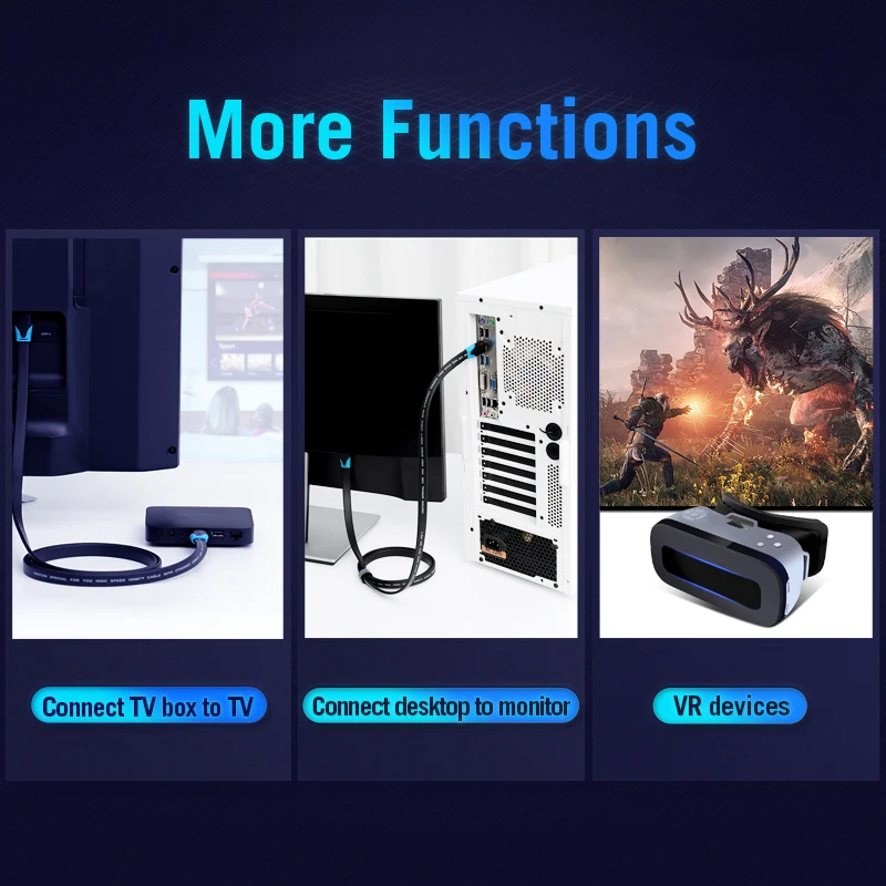 Vention Кабель HDMI 2,0 v 1 м 2 м 3 м 5 м 10 м супер Скорость 4K HDMI 2,0 кабель 3D 60 Гц для HDTV ЖК-дисплей проектор Ноутбук PS3 Кабель HDMI 2,0