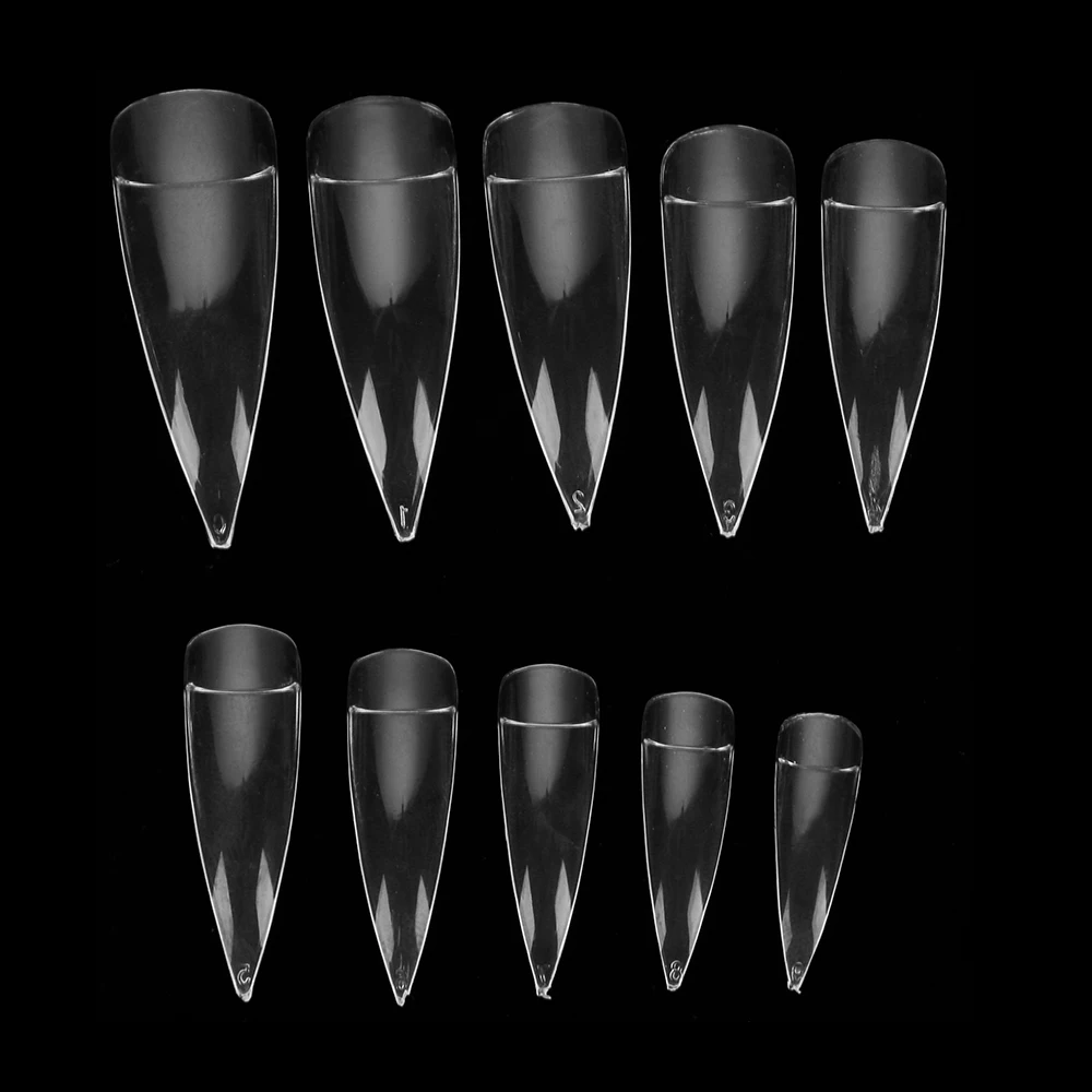 100 Pcs/Box False Nail Tips French Stiletto Acrylic Full Style Oval Sharp End Stiletto Clear/White/Natural Manicure DIY Tool