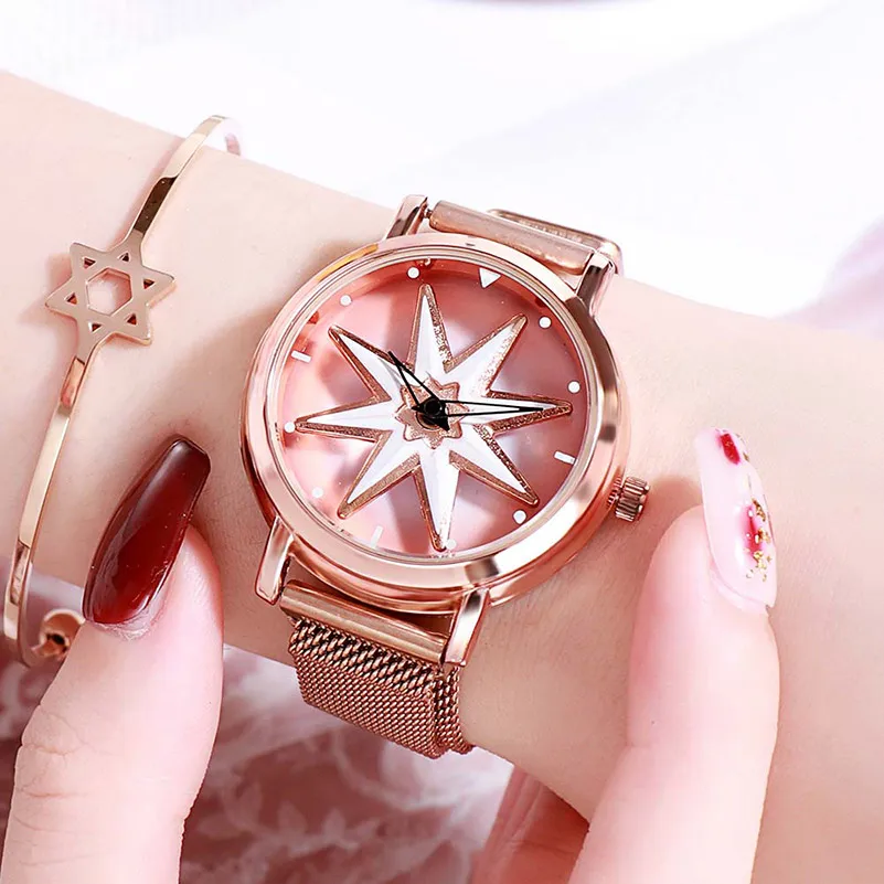 

Luxury Relogio Feminino Women's Watches Fashion Starry Sky Ladies Women Watches Stainless Mesh Quartz Wrist Watch Zegarek Dams