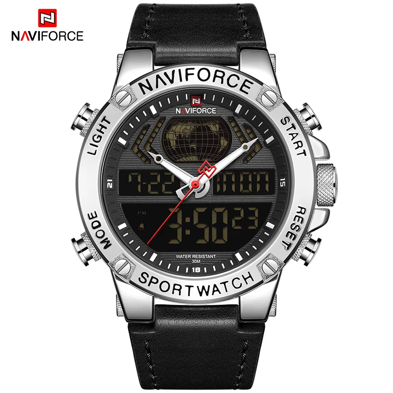 Часы наручные NAVIFORCE Мужские Цифровые Брендовые спортивные водонепроницаемые в