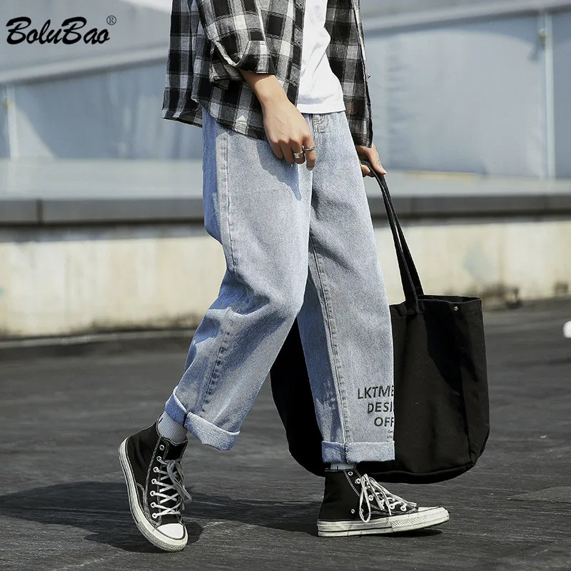 

BOLUBAO Trend Brand Men Fashion Jeans New Men's Wash Straight Wide Leg Pants Harajuku Style Loose Casual Jeans Male