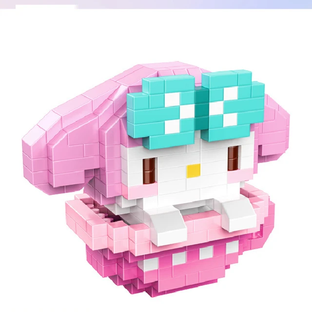 Kawaii Sanriod Small Building Blocks Cartoon Kuromi My Melody Cinnamoroll Kt Animal Model Education Game Graphics Toy Xmas Gift 3
