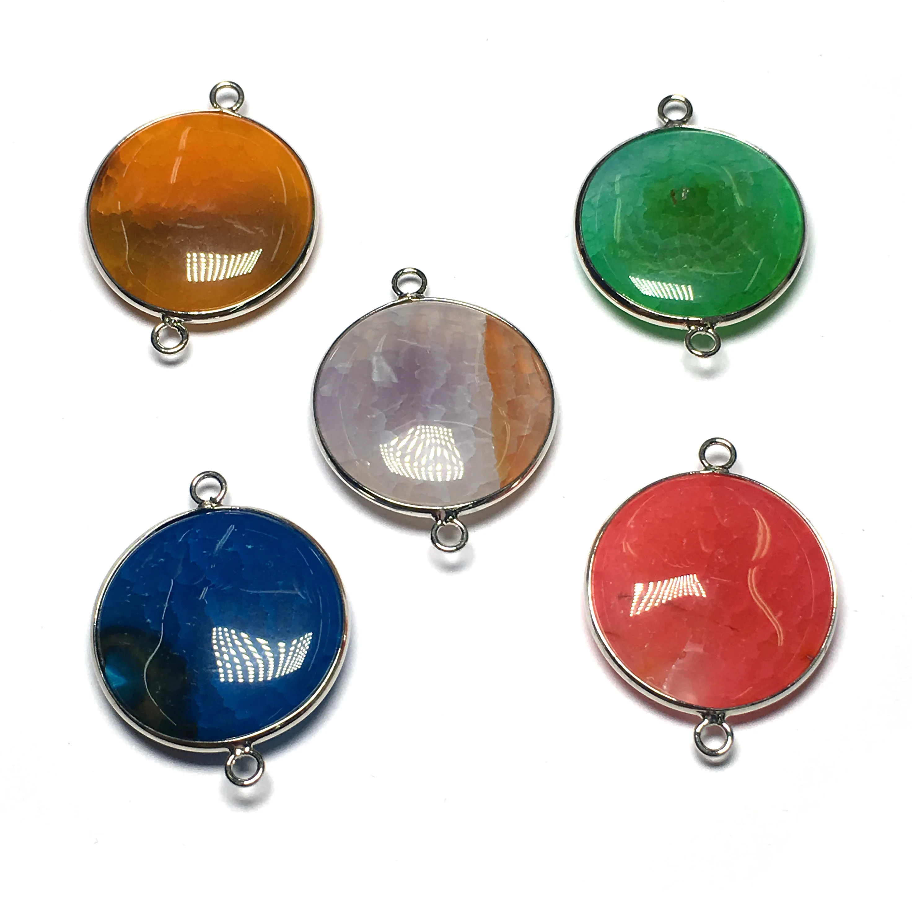 Подвески из природного камня кулон Круглые Разъемы для DIY для изготовления украшений ожерелья браслеты оптом модные ювелирные изделия для женщин