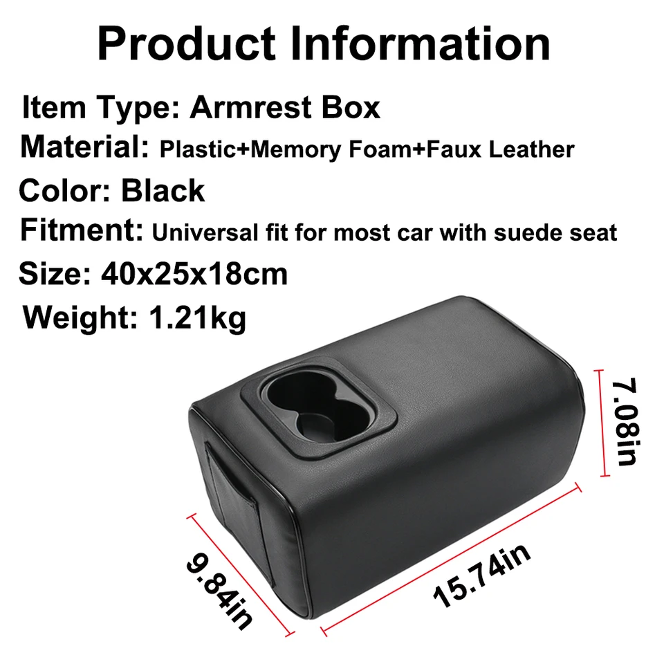 Bracciolo Centrale Per Mitsubishi Attrage/Mirage (2014-2018) – Organizer Console Con Portabicchieri E Doppio Scomparto (Nero)