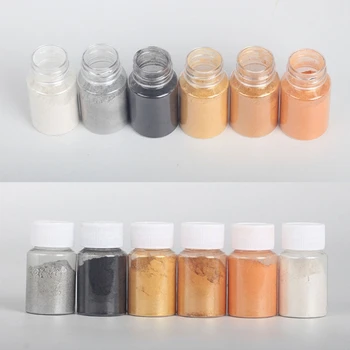 

6 Color Metal Tones Mica Pearl Powder Pigment Kit Cosmetic Grade Metallic Dye M2EA