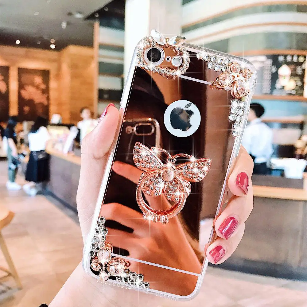 LLZ. COQUE Блестящий зеркальный PC чехол противоударный чехол для huawei mate 20 P20 P30 Lite Pro Чехол с кольцом-держателем Алмазная крышка