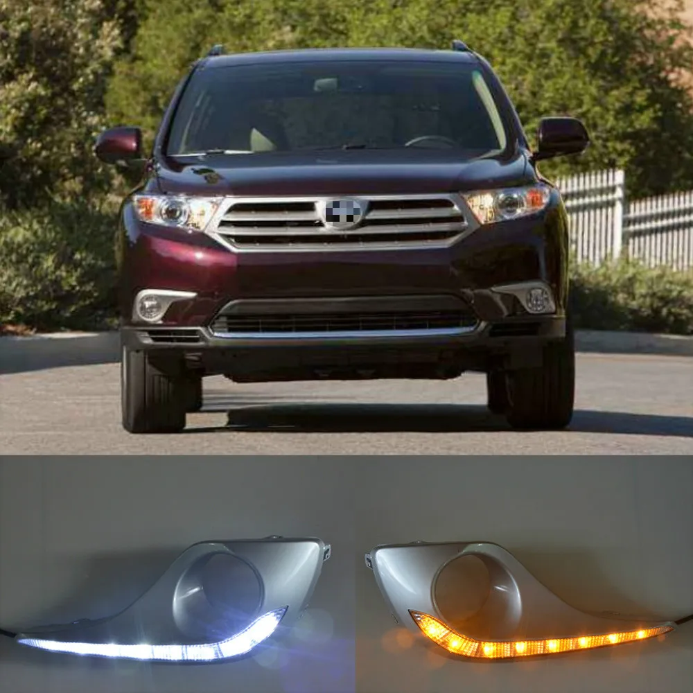 

Автомобильный 1 комплект 12 В для Toyota Highlander 2012 2013 2014 светодиодные дневные ходовые огни дневного света водонепроницаемые противотуманные фары