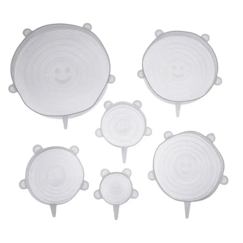 6Pcs 6 шт. силиконовых кейсов эластичная крышка разлива фиксаторы уход за кожей лица Маска Универсальная крышка всасывания-чаша, сковорода крышка Кухня кастрюлю крышкой домашнего хранения Кухня инструменты - Цвет: 6Pcs