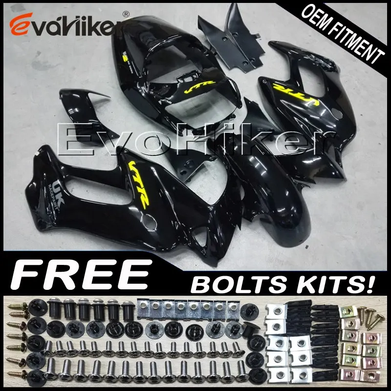 Пользовательские мотоциклетные пластиковые крышки для VFR1000F 1997-2005 ABS обтекатель мотоциклетные панели черный+ подарки