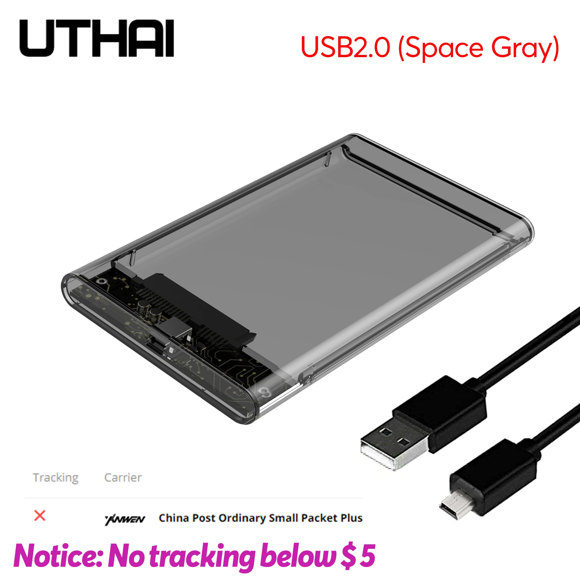 USB2.0-Gray UTHAI G25 USB3.1 к type-C HDD корпус 2," жесткий диск чехол SSD SATA3 к USB 3,0 Box type C HDD чехол Gen2 6 GBp/s SSD Mobile - Color: USB2.0-Gray