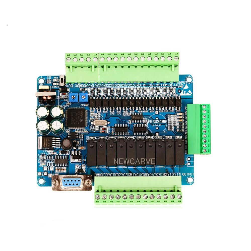 FX3U-24MT FX3U-24MR PLC Industrial Control Board 14 Input 10 Output 6AD 2DA With RS485 Communication NEWCARVE