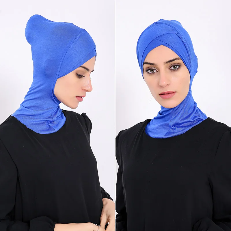 

2019 Full Cover Inner Hijab Caps Muslim Turban Hat For Women Islamic Underscarf Bonnet Solid Modal Neck Head Under Scarf Hats