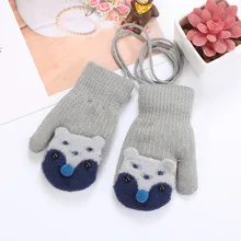 ARLONEET для малышей для девочек и мальчиков, зимние вязаные толстые теплые перчатки, вязаные рукавицы, сшитые бархатные, с рисунком животных, шнурки, перчатки CD0