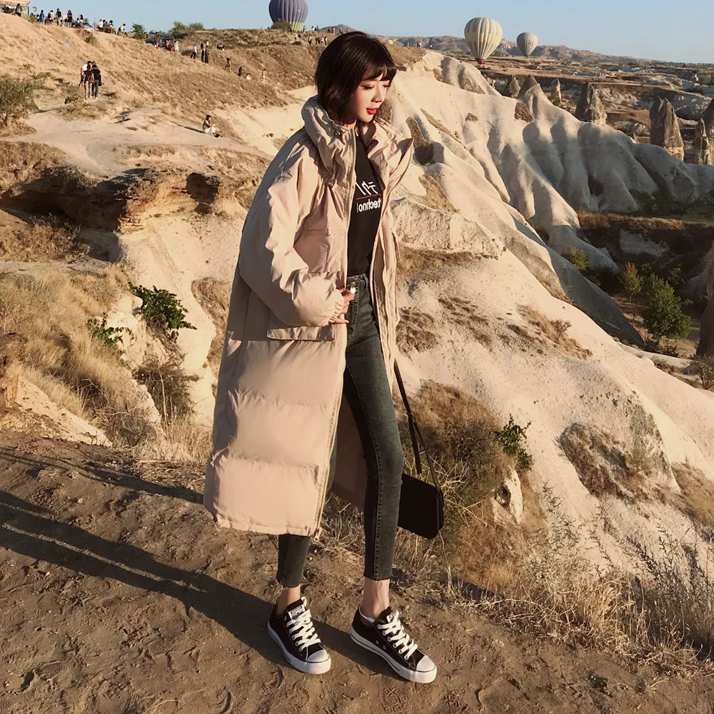 

Cotton Coat Women's 2018 Winter New Style Retro Fashion Laziness-Style over-the-Knee Long Thick High Collar Drawstring Cotton-pa