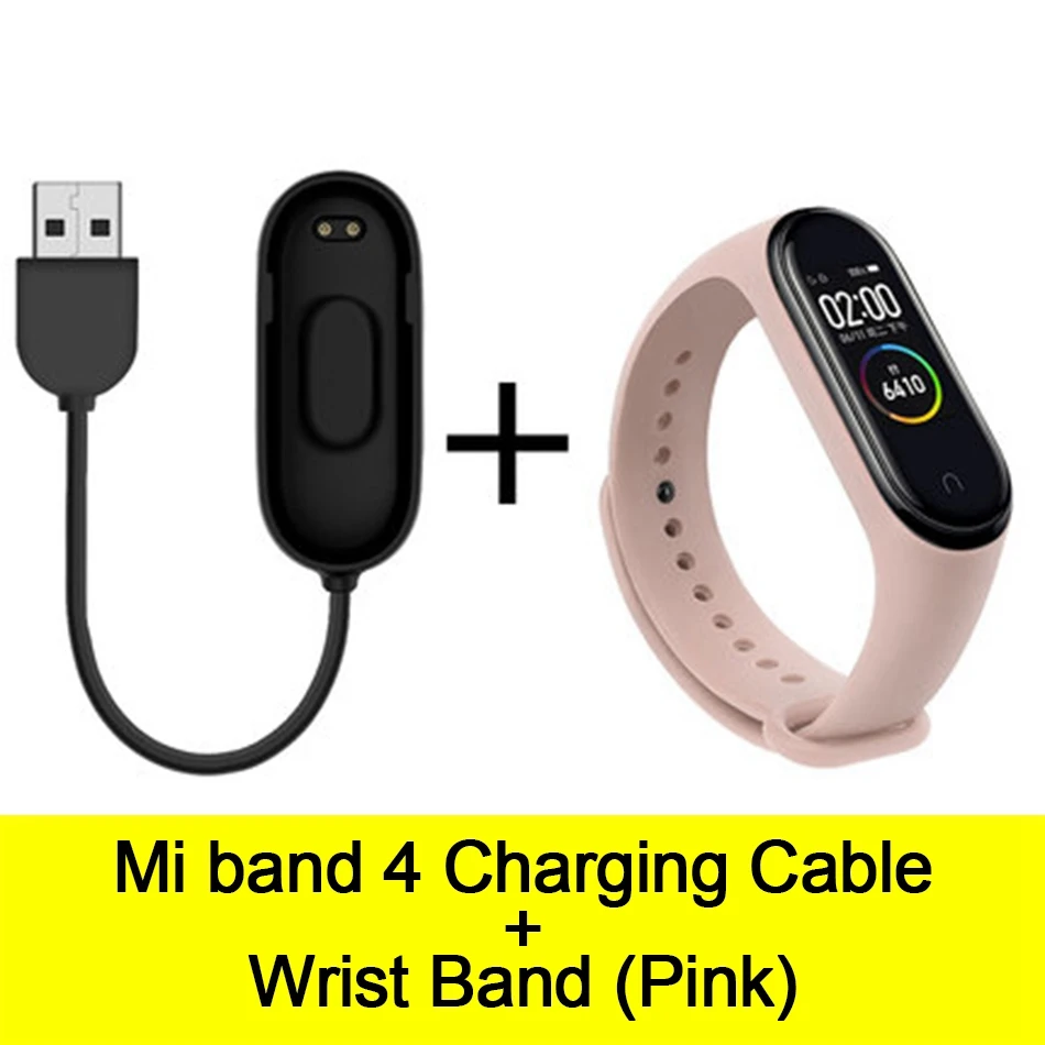 Usb-кабель для зарядки mi Band 4, шнур для зарядного устройства, Сменный Адаптер для Xiao mi Band 4, NFC, линия для зарядки+ браслеты - Цвет: Cable-Pink