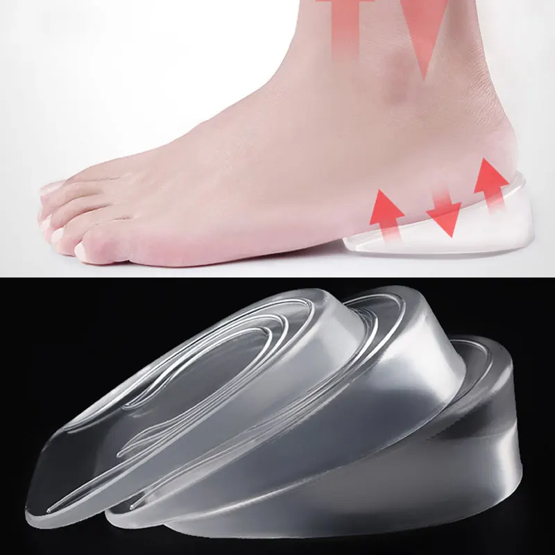 1 пара 1-3 см мягкие силиконовые гелевые стельки для пятки Подушка для ног унисекс Силиконовое увеличение высоты подъема стельки для обуви вставка для пятки
