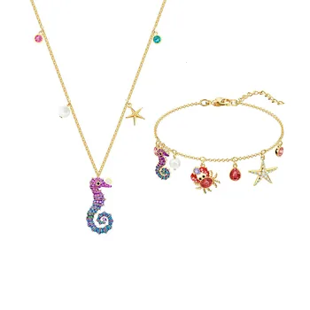 

MINA BEAR High-quality SWA original cute hippocampus DIY Necklace Pendant Fashion Women 1:1 Necklace