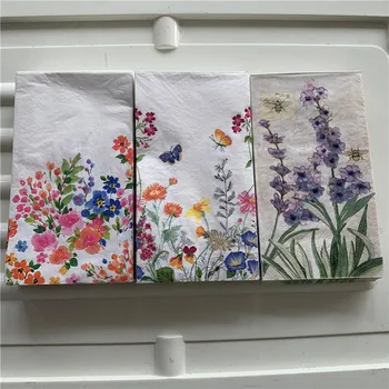 

15 decoupage wedding vintage napkins paper elegant tissue red flower butterfly craft birthday party serviettes decor 33*40cm