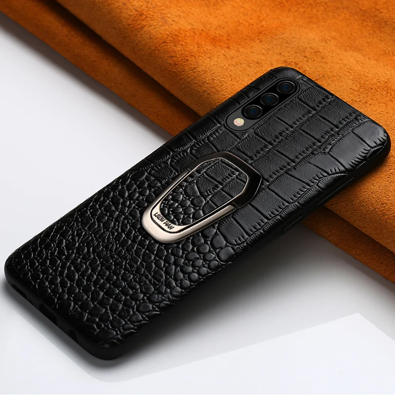 Cena Prawdziwej skóry etui magnetyczne do Samsung Galaxy a50 a70 a40 a30 A80 A9 a8 a7 2018 uwaga 10 plus s10 s9 ekskluzywny pierścień etui z podstawką