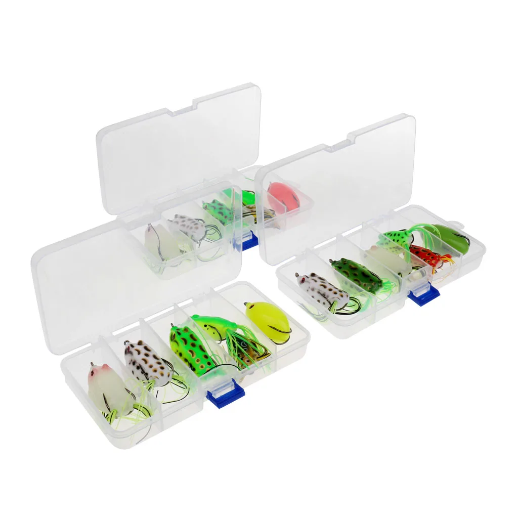6 Pcs Topwater Frog Lure Kit Set Lots for Bass Snakehead Freshwater Saltwater Soft Bait Crankbait