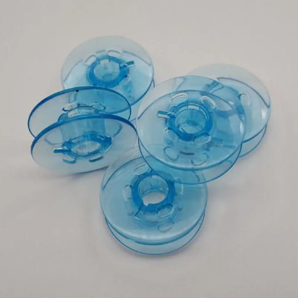 50 Pcs Plastic Sewing Machine Bobbins Spools Replacement for PFAFF/baifu Home Sewing Machine Accessories Transparent Blue