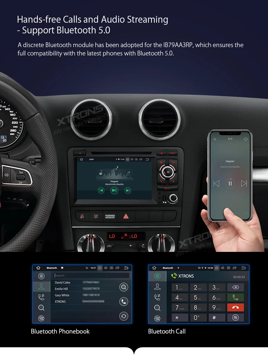 Top XTRONS 7" Android 9.0 Octa Core 4G RAM 64G ROM GPS navigation Car Multimedia system Plug & Play Design Fit for Audi A3 8P S3 8P 18