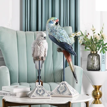 

Creative Home Furnishing Modern Mascot Parrot Statue Decortion For Home Living Room Craft Accessories Resin Gifts