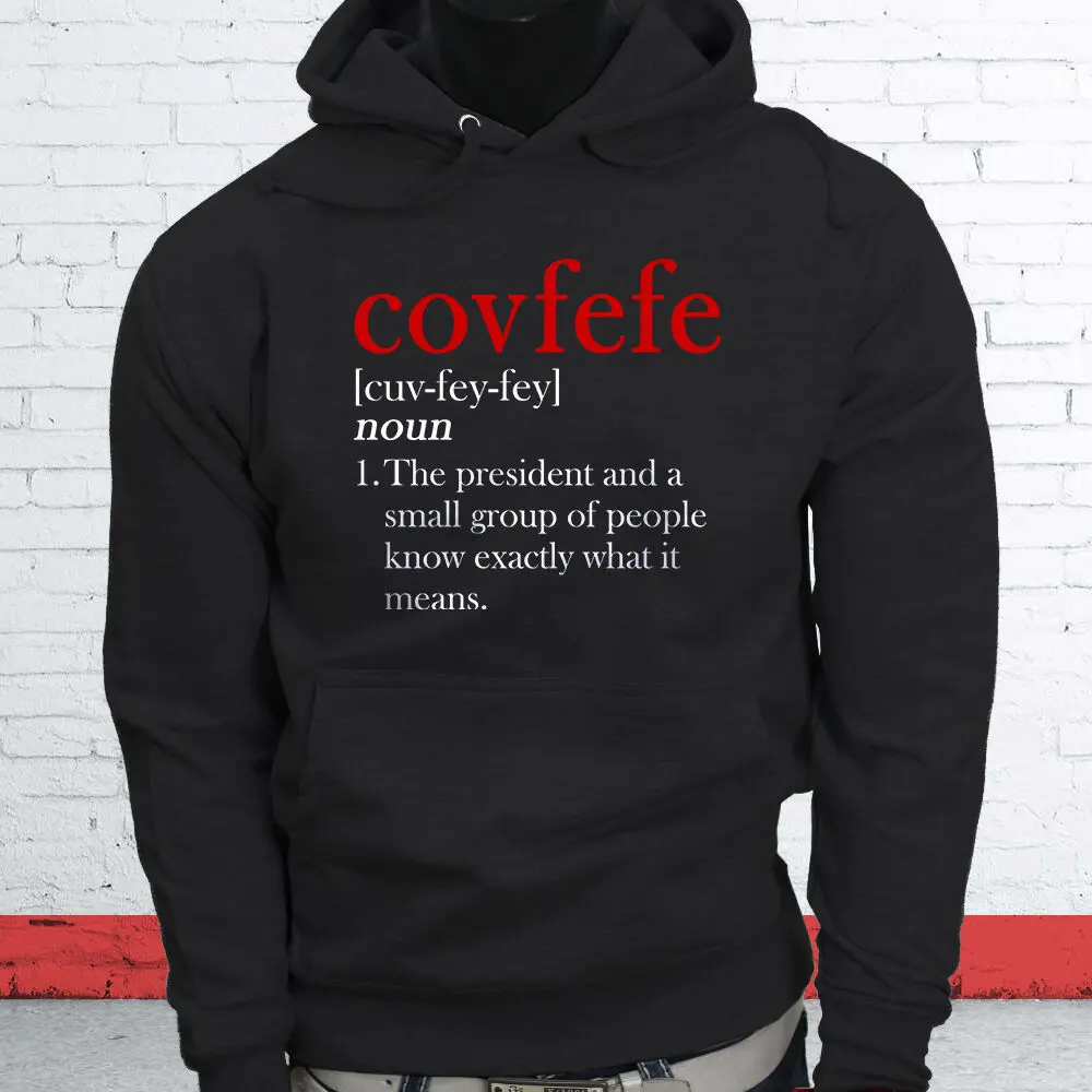 COVFEFE определение смешной мем TRUMP TREND TWEET Мужская Черная Толстовка|Толстовки и