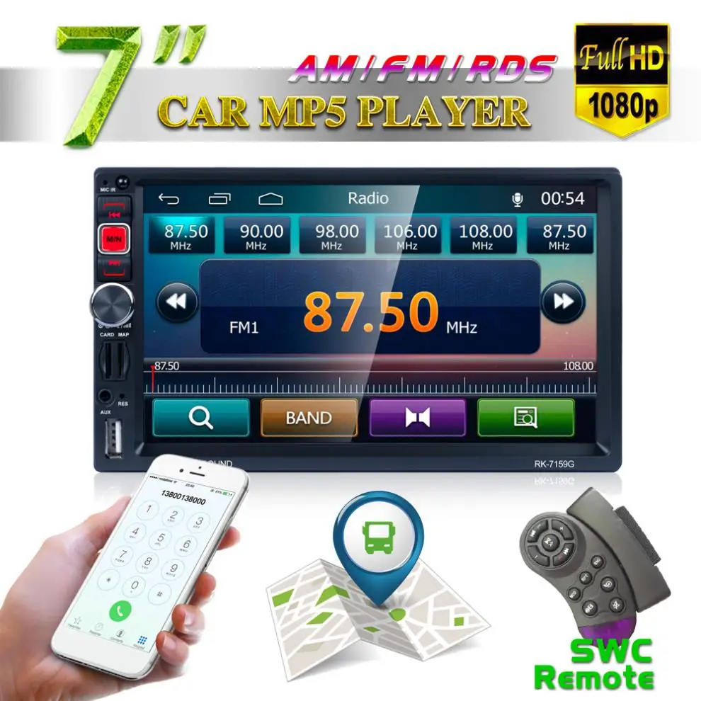  7 zoll 2 DIN Bluetooth Auto Multimedia Auto Stereo MP5 Player GPS Navigation AM FM RDS Radio Unters