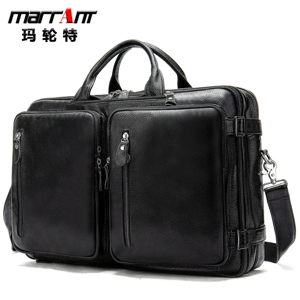 

Men Genuine Leather Business Big Capacity Single Shoulder Briefcase More Function Portable Luggage Bag Travel Backpack Soft