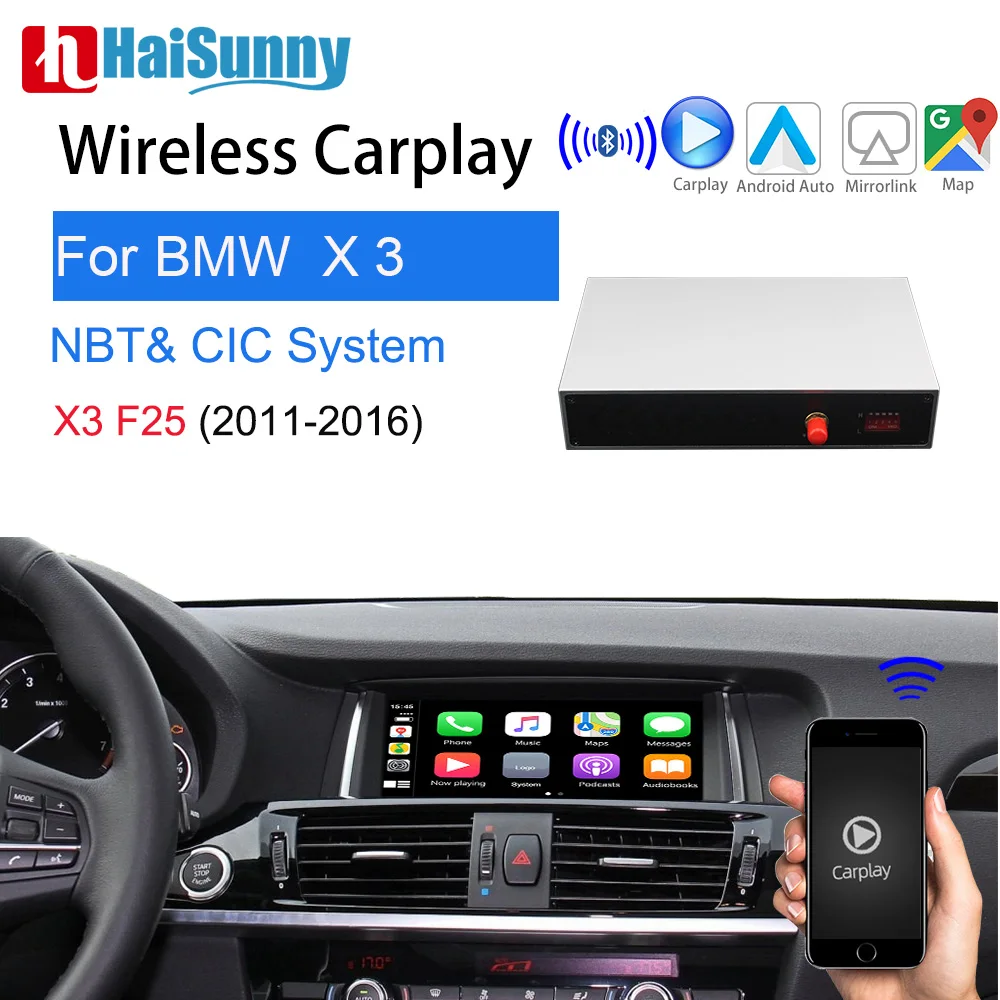 Беспроводная навигация Carplay для BMW CIC NBT X3 F25 2011 2016 Поддержка Мультимедиа IOS Android