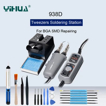 

YIHUA 938D Portable Hot Tweezers Mini Soldering Iron Station For BGA SMD Repairing Hot Tweezer Iron Station Welding Repair Tools